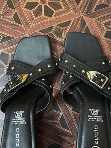 Stylish Black Embellished Sandals