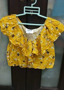 Yellow Floral Ruffle Top - NEW