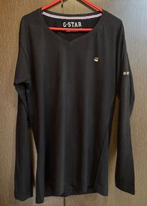 G-Star Raw Black V-Neck Long Sleeve Tee