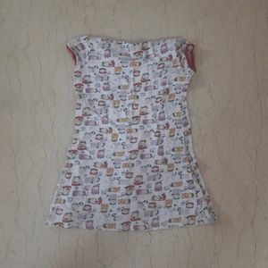 Pink &amp; Blue Cute Print Cotton Nighty For Kids
