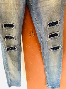 BRAND NEW FADED BLUE DISTRESSED SLIM FIT JEANS FOR WOMEN