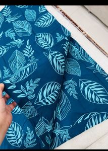 Teal Leaf Print Kurta Set