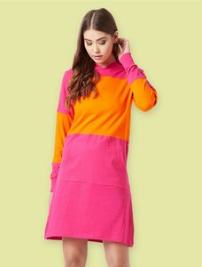 Stylish Color-Block Hoodie Dress