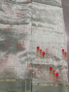 Embroidered Silk Blend Saree