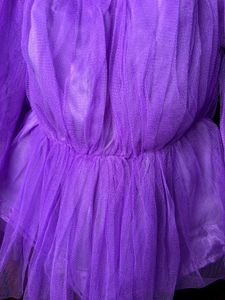 Purple Tulle Puff Sleeve Top