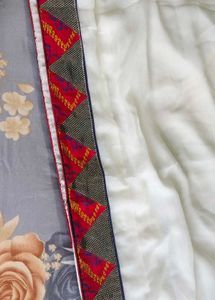 Elegant White Saree with Colorful Border
