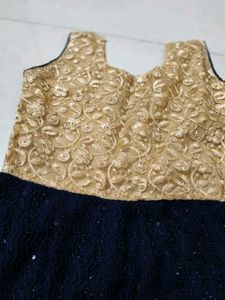 Elegant Gold & Navy Dress