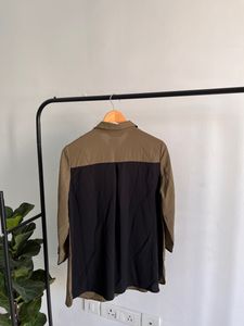 Olive Green Button-Up Tunic Shirt