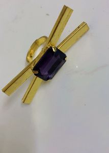 Gold-tone Ring with Purple Stone
