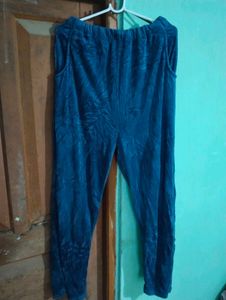 length 42,Blue Velvet Wide-Leg Pants