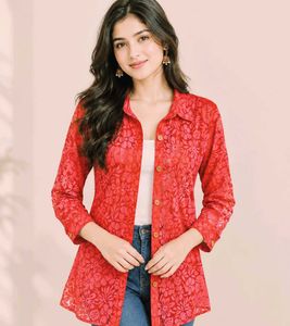 Gajari Pink colour Shrug or Long Top