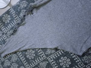 Grey Embroidered Sleeve Sweater top