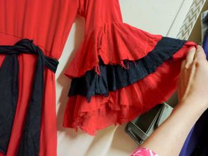 Red &amp; Black Ruffled Ethnic top