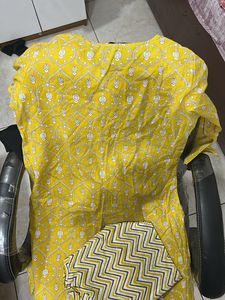 Yellow Printed Kurta Pant Set