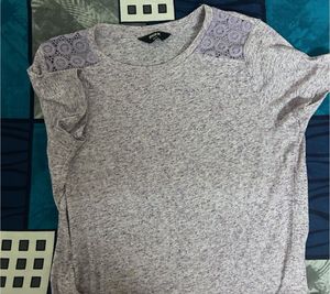 Lavender Heathered T-Shirt with Lace Detail