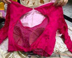 Saree with Stunning Magenta Silk Blouse