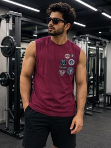 Roadster Men's Sleeveless T-Shirt with Patches