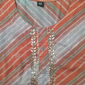 Cotton Striped Kurta Set with Dupatta