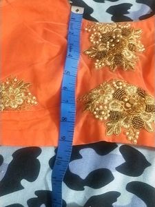 Navratri Gorgeous Orange &amp; Blue Embroidered