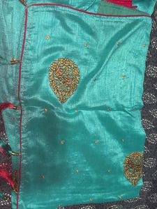 AQUA TURTOISE &amp; RANI PINK  EMBROIDERED