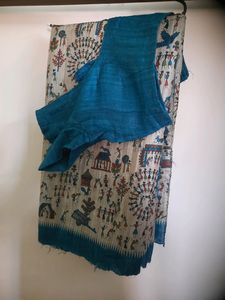 Warli Art Ghicha Tussar Silk Saree with Blouse