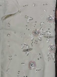 Embellished White Ethnic Saree