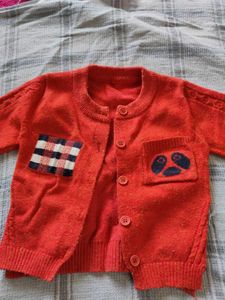 Orange Cardigan with Patch Detail