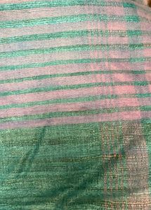 Turquoise &amp; Lavender Striped Saree