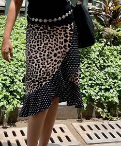 Leopard Print &amp; Polka Dot Ruffle Skirt