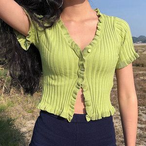Cute Green Ribbed Button-Up Cardigan (UNUSED)