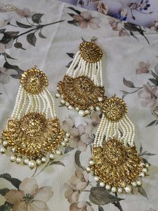 Elegant Gold &amp; Pearl Jewellery Set