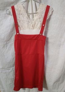 Red Suspender Mini Dress