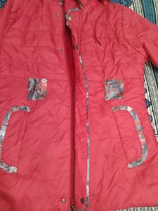 Redish pink Hooded Winter Coat