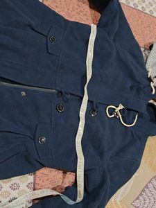 Stylish Blue Hooded Jacket and winter dress
