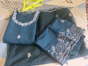 Teal Embroidered Kurti