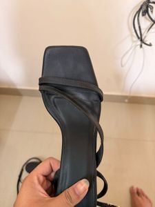 Stylish Black Strappy Square-Toe Heels