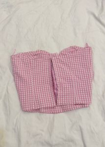 Pink Gingham Corset Top