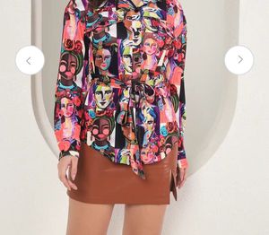 Vibrant Abstract Face Print Kimono Top