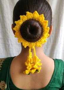 Yellow Crochet Flower Hair Stick