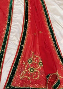 Stunning Red Embroidered Saree