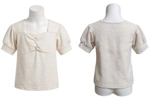 Cream Textured Puff Sleeve Top