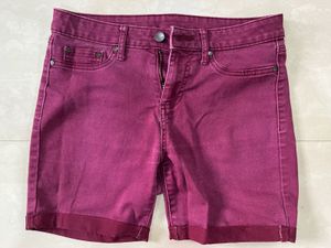 Maroon Denim Shorts