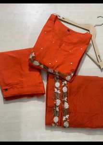 Orange Coloured A Line Kurta Set