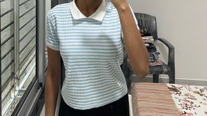 Striped Mock Neck Top