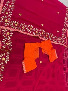 LIMITED OFFER‼️Rose Pink Pure Georgette saree
