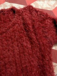 🍓Brick Red Faux Furr Sweater Dress🍓