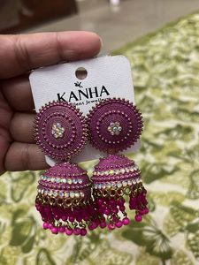 Beautiful Pink Jhumka Earrings