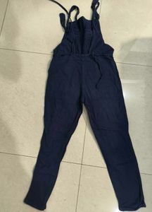 Navy blue cotton teen girls dungaree overalls