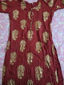 Maroon Kurta with Gold Print