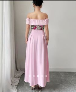 Elegant Pink Off-Shoulder Floral Dress